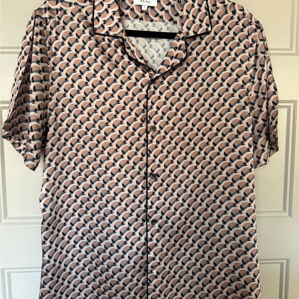 Reiss Pink and Black Patterned Casual Button Down Shirt